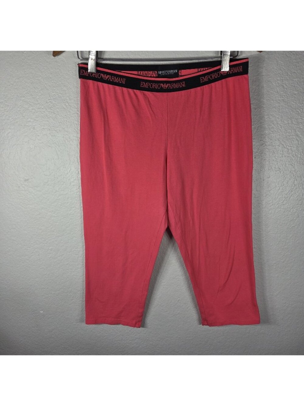 Emporio Armani Branded Logo Waistband Pink Capri Leggins Pants Size L